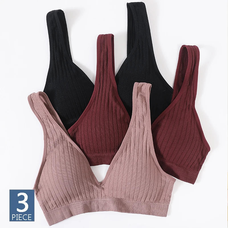 CowLost | product_id-3pcs-seamless-wireless-deep-v-push-up-bras-for-women-fitness-lingerie |4