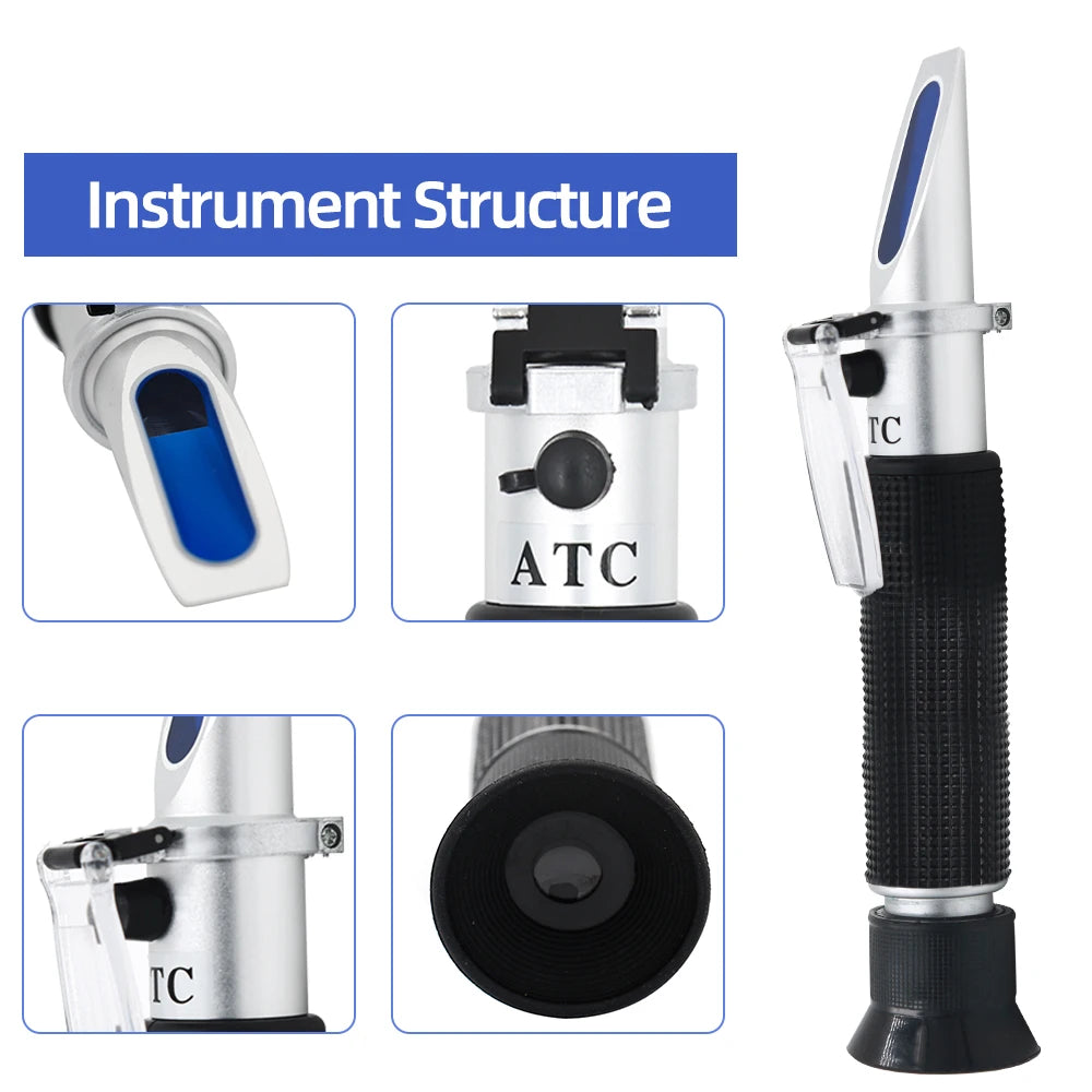 0-90% Brix Sugar Refractometer with ATC for Fruit Juice and Liquid Measurement
