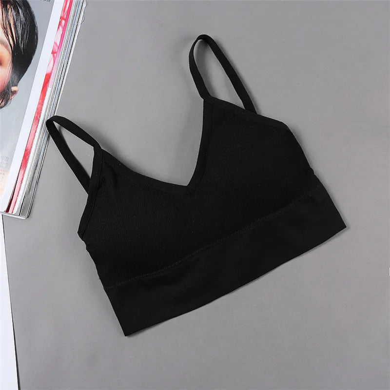 CowLost | women-tube-top-seamless-bra-crop-top-solid-color-sports-sexy-lingerie-active-bra-tops-underwear-with-removable-pads |30