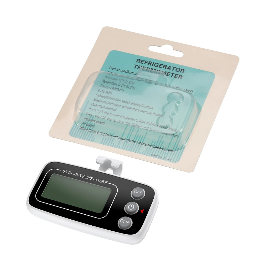 ORIA 2pcs Digital Waterproof Refrigerator Thermometer with Magnet and Hook, Max/Min Record