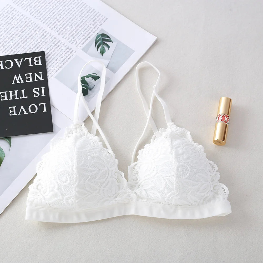 CowLost | product_id-floral-lace-v-neck-padded-non-wire-push-up-bralette-for-women |23