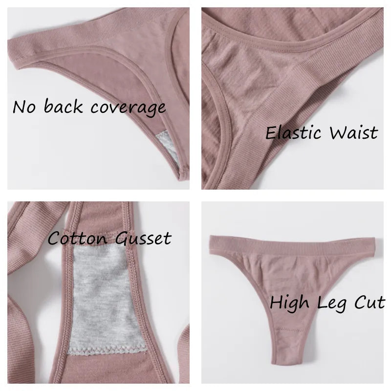 CowLost | product_id-women-seamless-wire-free-ribbed-high-leg-unlined-bralette-panties-set |4