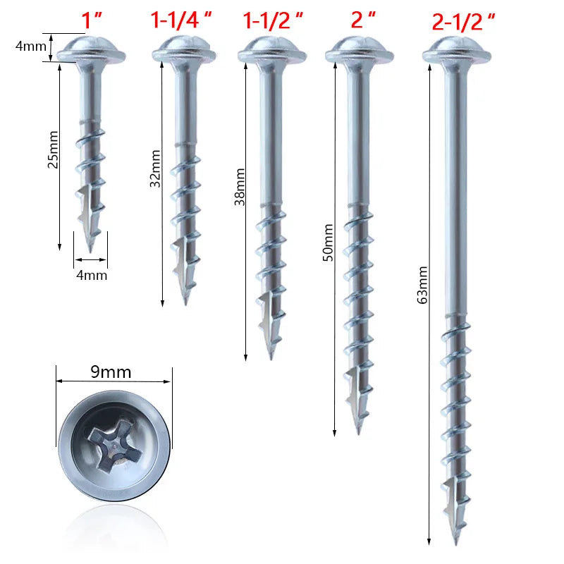 CowLost | product_id-100pcs-25-63mm-coated-pocket-hole-screws-phillips-drive-woodworking-tool-accessories |1