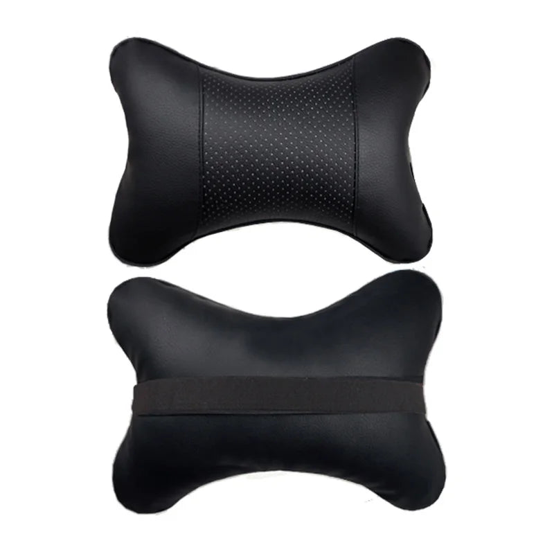 CowLost | coffee-product_id-universal-car-neck-pillow-pu-leather-headrest-cushion-black-red-easy-install-clean |8