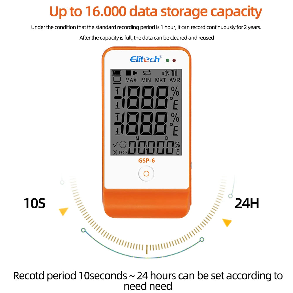 USB Temperature Data Logger Recorder 16000 Points with Built-in NTC Sensor for Warehouse and Refrigerated Transport