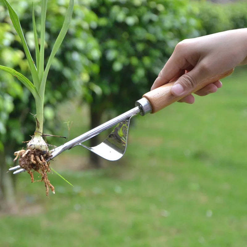 CowLost | product_id-stainless-steel-garden-weeder-with-wood-handle-hand-weeding-dandelion-removal-tool |7