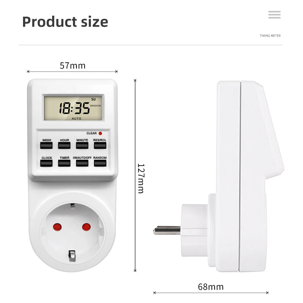 TM03 Digital 24-Hour Programmable Timer Switch Socket for EU UK AU US BR FR IT TH Plugs