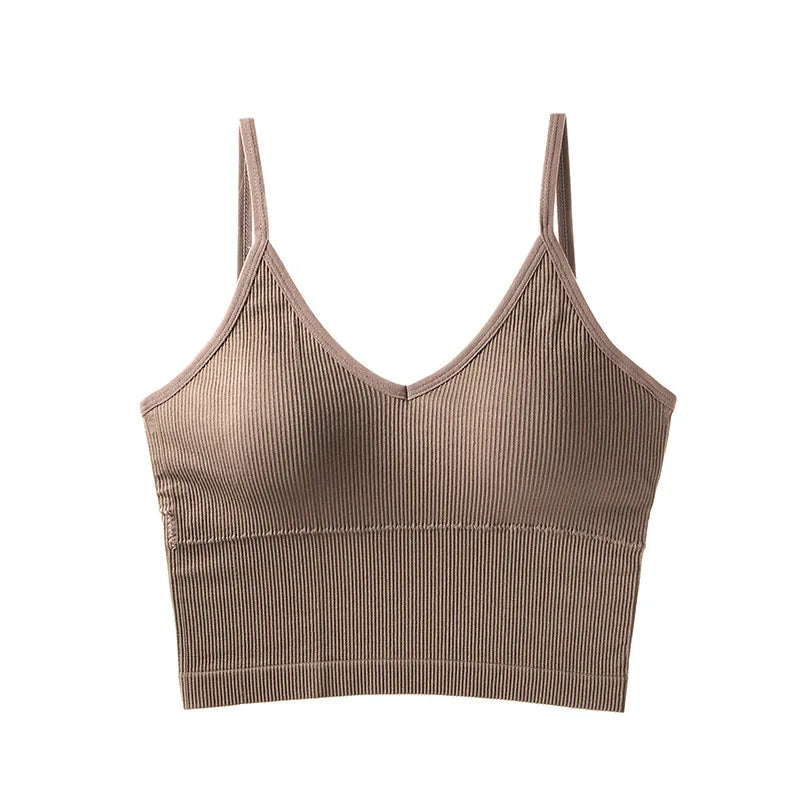 CowLost | women-tank-tops-sports-cropped-low-back-bralette-seamless-underwear-female-crop-top-sexy-lingerie-padded-camisole |4