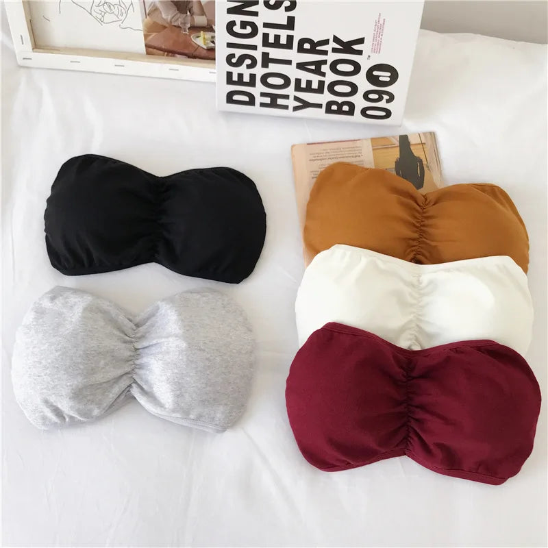 CowLost | women-strapless-bra-tube-top-cross-back-wireless-invisible-bra-seamless-underwear-female-sexy-lingerie-cotton-bralette-crop-top |6