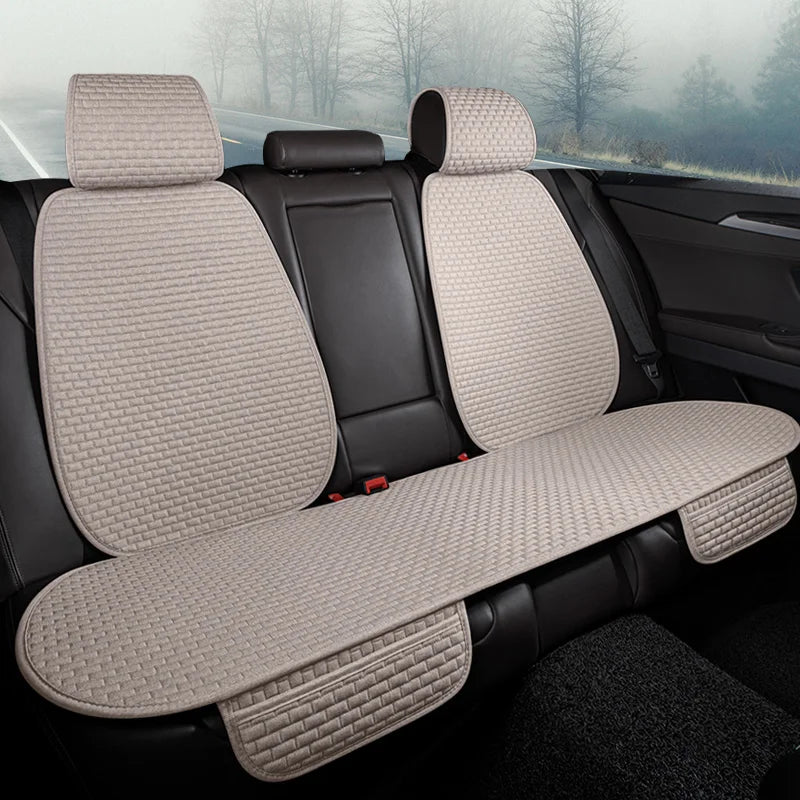 CowLost | car-seat-covers-full-set-flax-linen-car-cushion-protector-front-rear |1