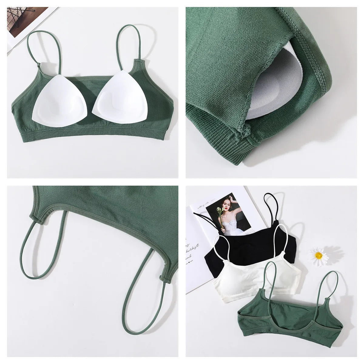 CowLost | seamless-bra-set-women-u-back-bra-thongs-sexy-lingerie-brazilian-panties-sports-fitness-underwear-female-tops-removable-pads |6