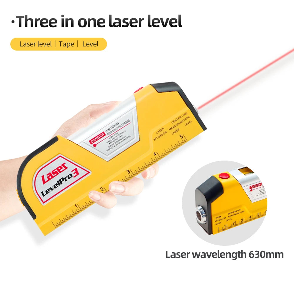 3-in-1 Infrared Laser Level Ruler Tape Measure Horizontal & Vertical Measuring Tool