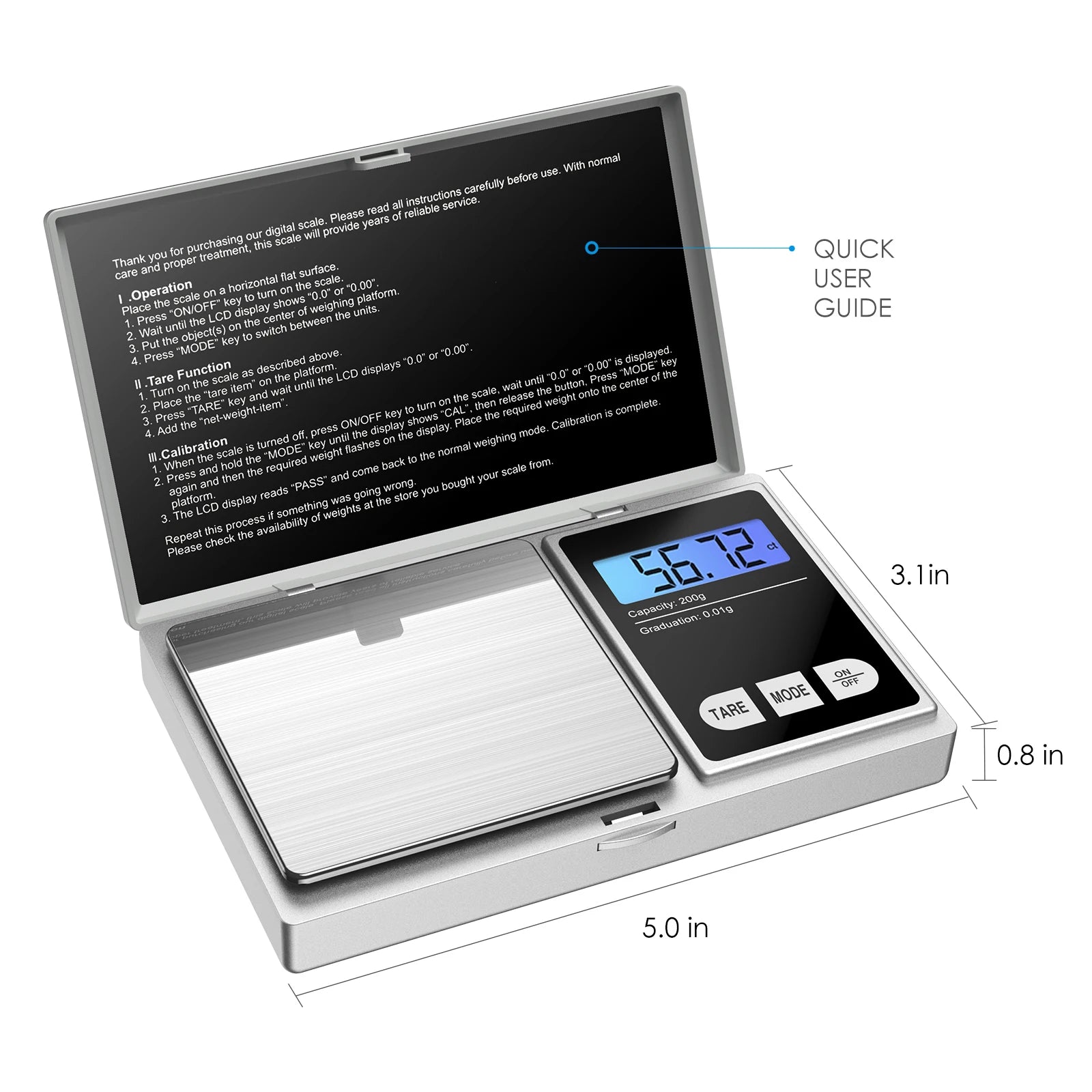 Portable Mini Digital LCD Pocket Scale 200g/0.01g & 500g/0.01g for Kitchen Jewelry Postal Use