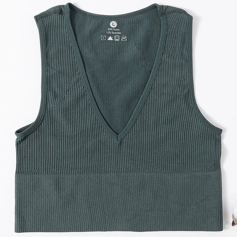 CowLost | product_id-women-seamless-v-neck-solid-crop-top-sports-bra-tank-m-xl |23