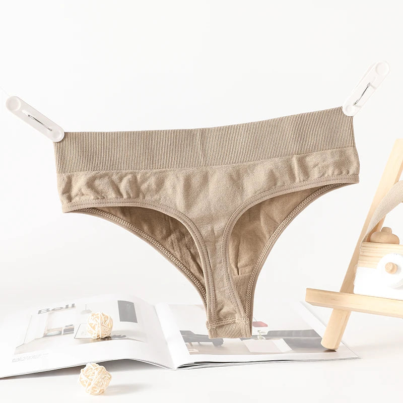 CowLost | 2pcs-set-seamless-panties-sexy-women-underwear-g-string-thong-high-waist-solid-color-lingerie-sexy-female-underpants-intimates |21