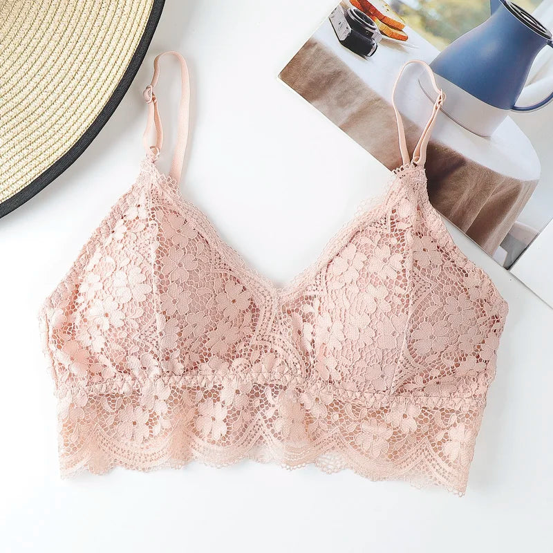CowLost | floral-lace-bras-for-women-bralette-lace-underwear-sexy-lingerie-beauty-back-wire-free-brassiere-female-push-up-bra |15