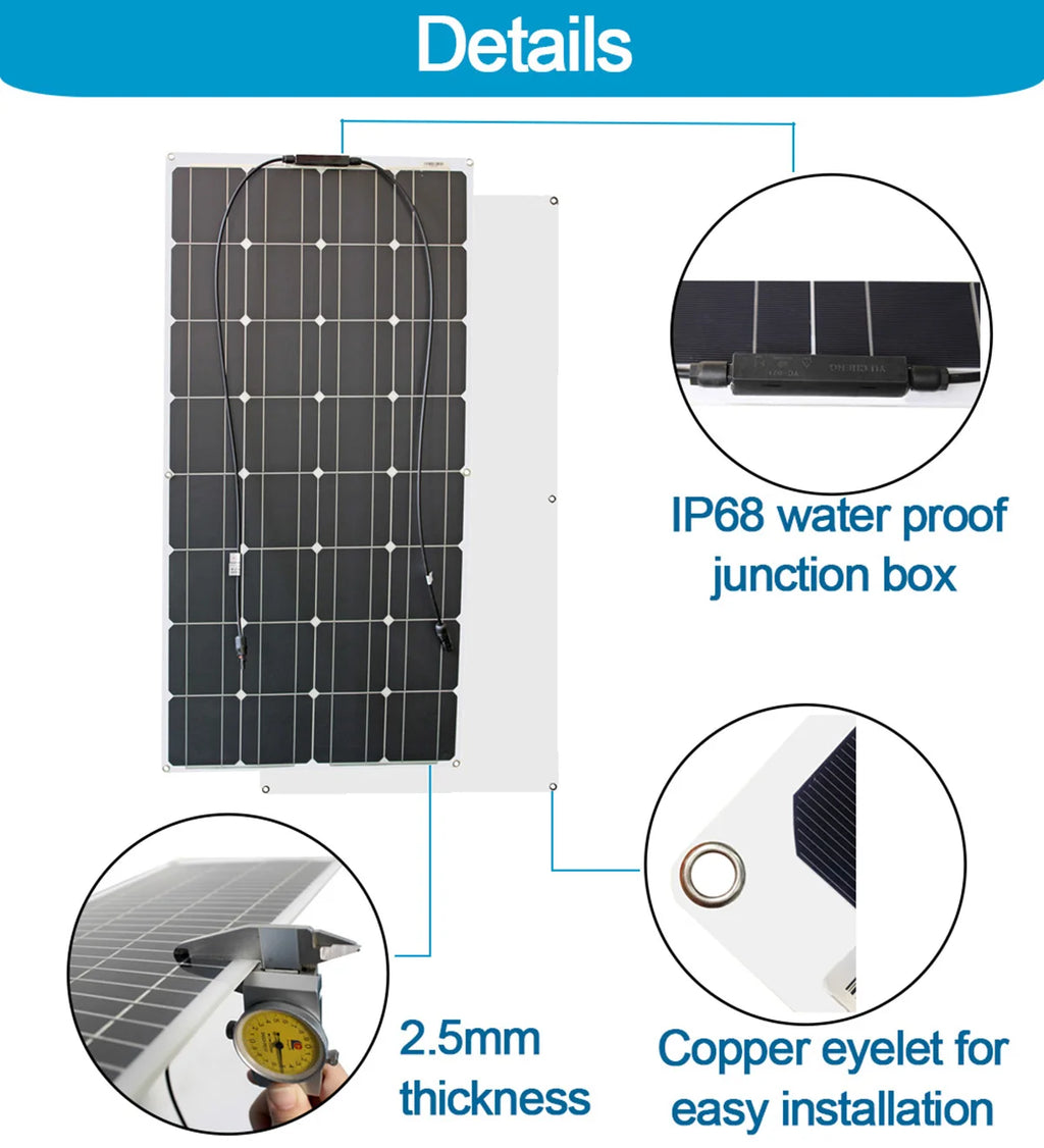 100w panel solar 200w 12v mono solar cell outdoor flexible solar panel kit