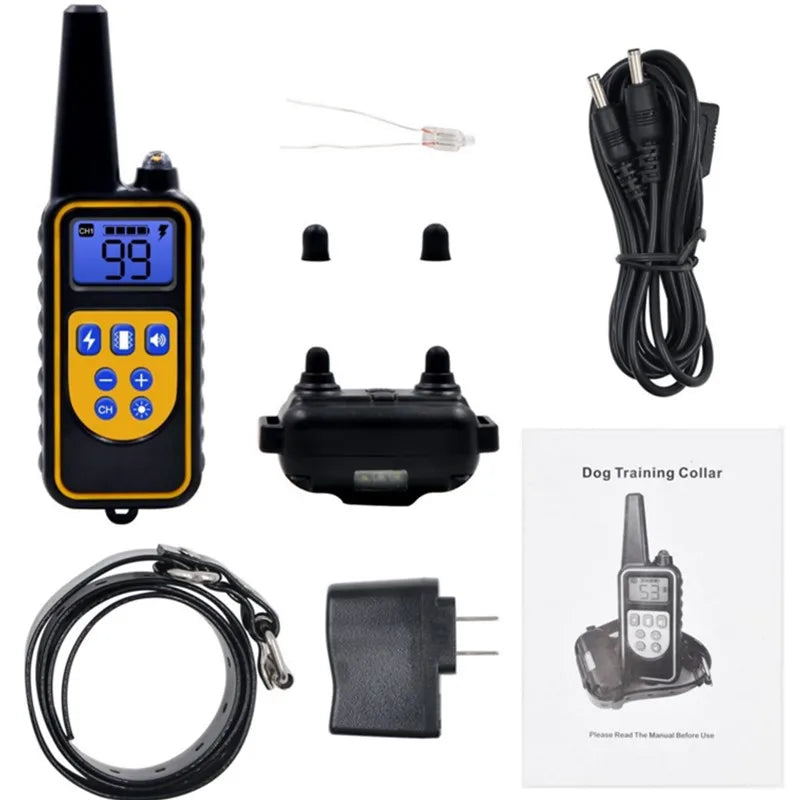 800m Waterproof Rechargeable Electric Dog Training Collar with Shock, Vibration & Sound