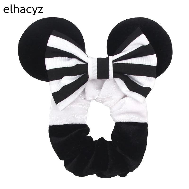 CowLost | mouse-ears-sequins-bow-women-velvet-scrunchies |6