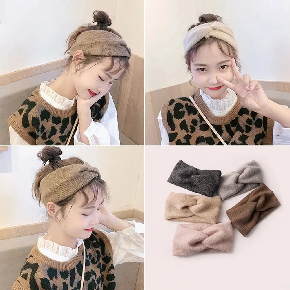 CowLost | women-knitting-cross-knot-woolen-warm-headbands |7
