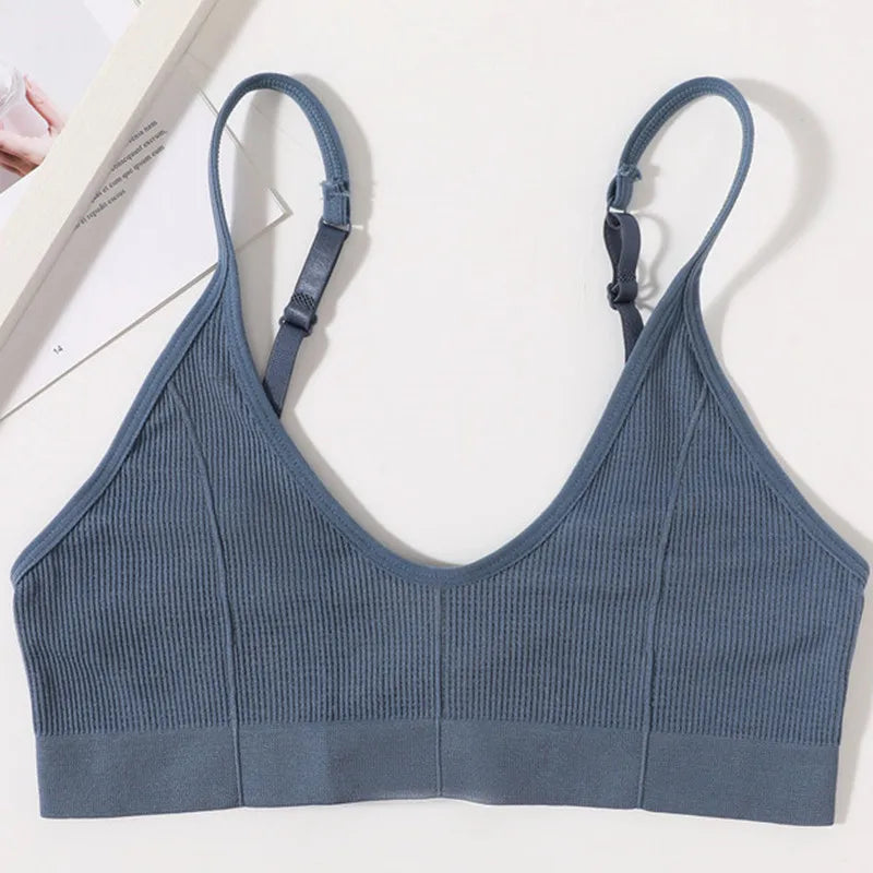 CowLost | product_id-seamless-ribbed-v-neck-wireless-tube-top-bralette-with-adjustable-straps-m-l |18