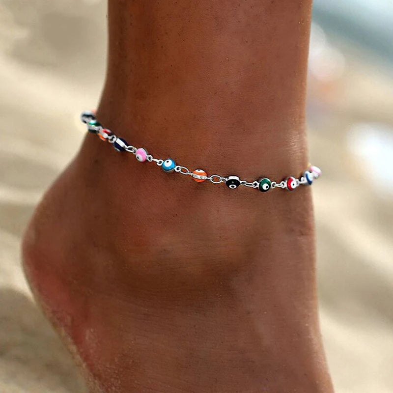 CowLost | bohemian-colorful-turkish-eyes-anklets-for-women-butterfly-flower-zircon-shell-cat-ankle-bracelet-summer-beach-foot-leg-jewelry-1 |8