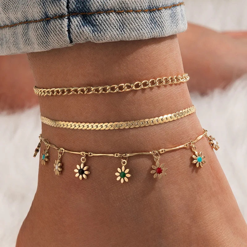 CowLost | bohemian-colorful-turkish-eyes-anklets-for-women-butterfly-flower-zircon-shell-cat-ankle-bracelet-summer-beach-foot-leg-jewelry-1 |16
