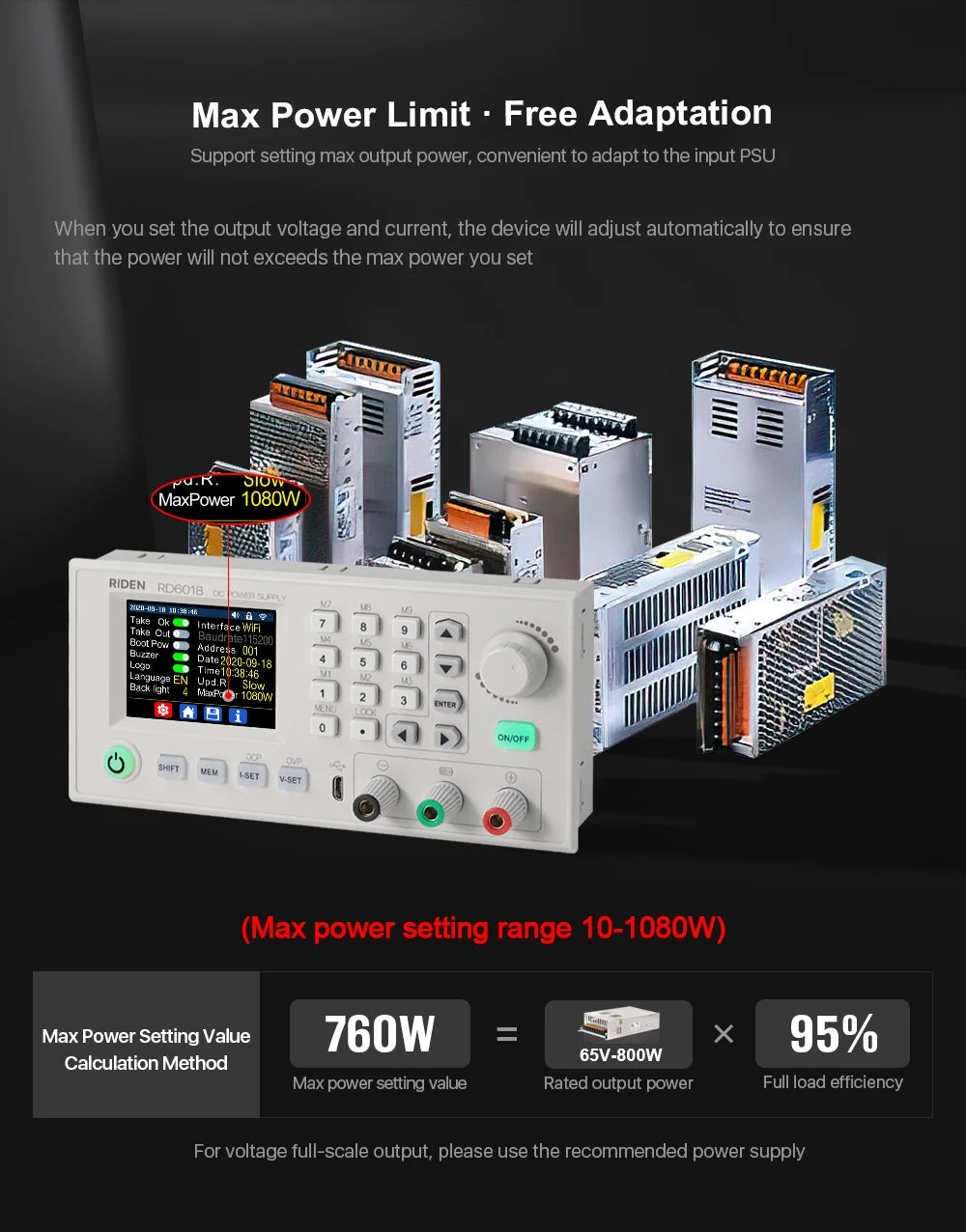 RD6006W DC-DC Buck Converter 60V 6A Voltmeter USB WiFi Power Supply Module