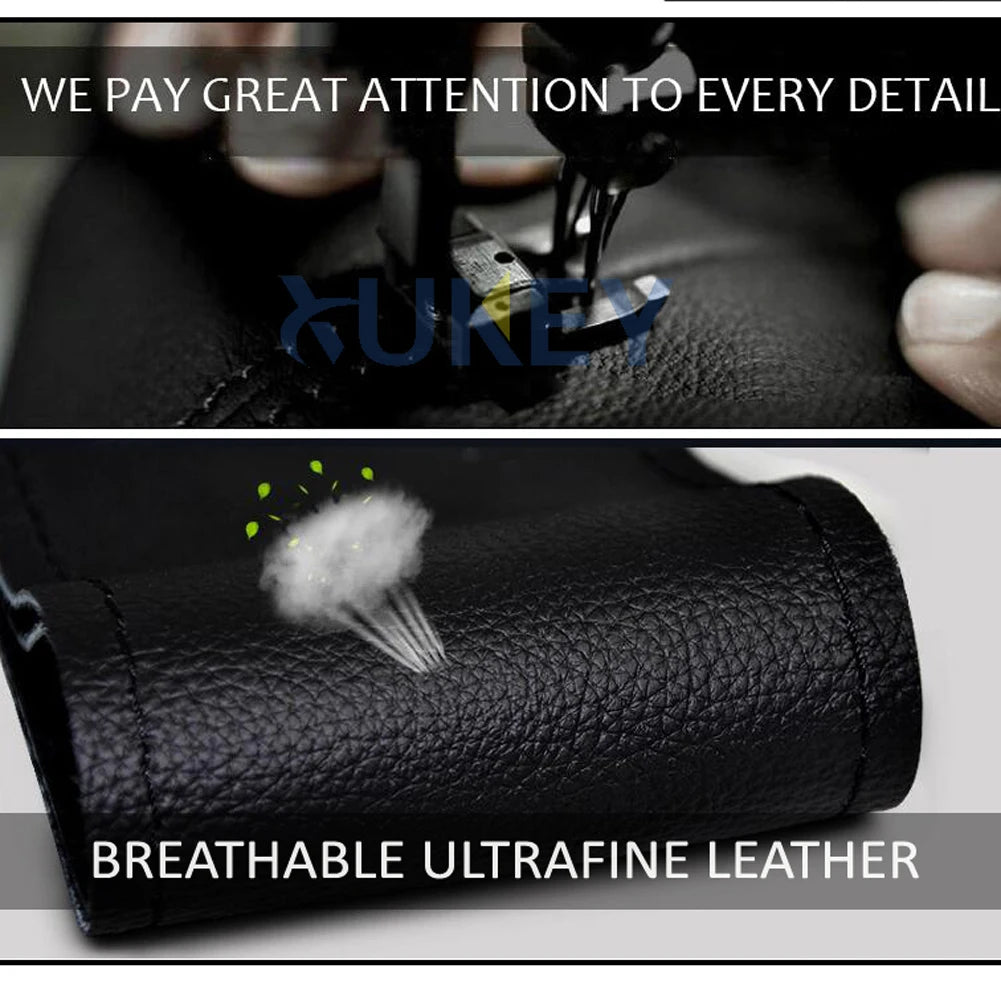 CowLost | black-red-blue-leather-diy-car-steering-wheel-cover-protection |8