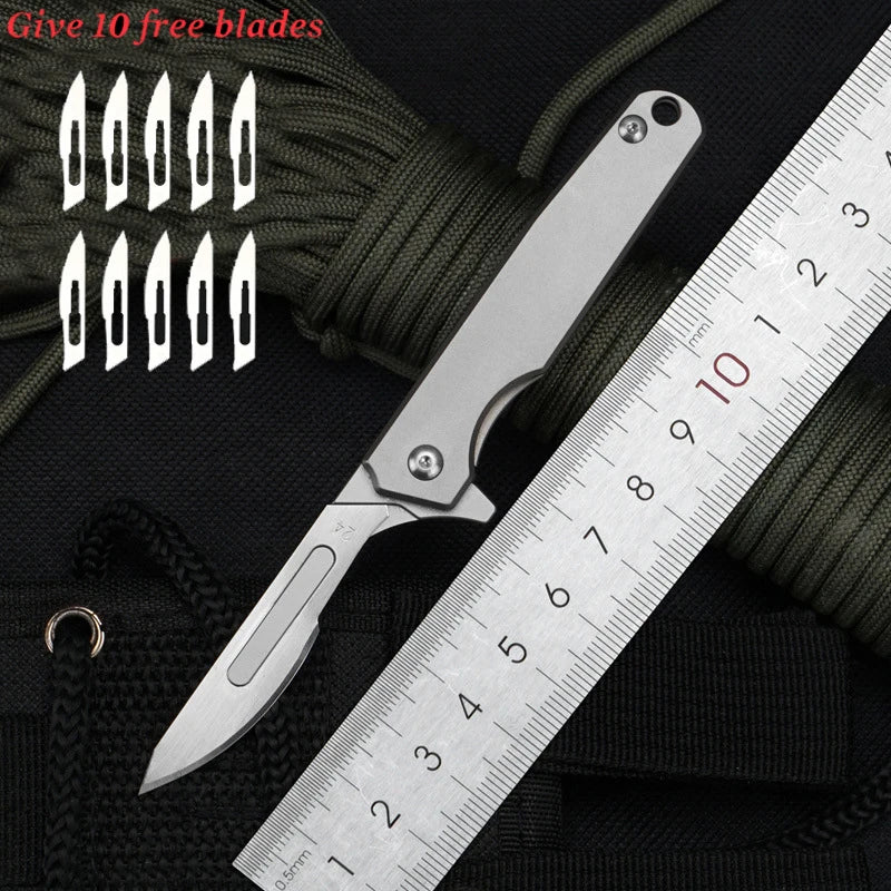 CowLost | tools-upgrade-titanium-alloy-folding-scalpel-with-replaceable-blades |33