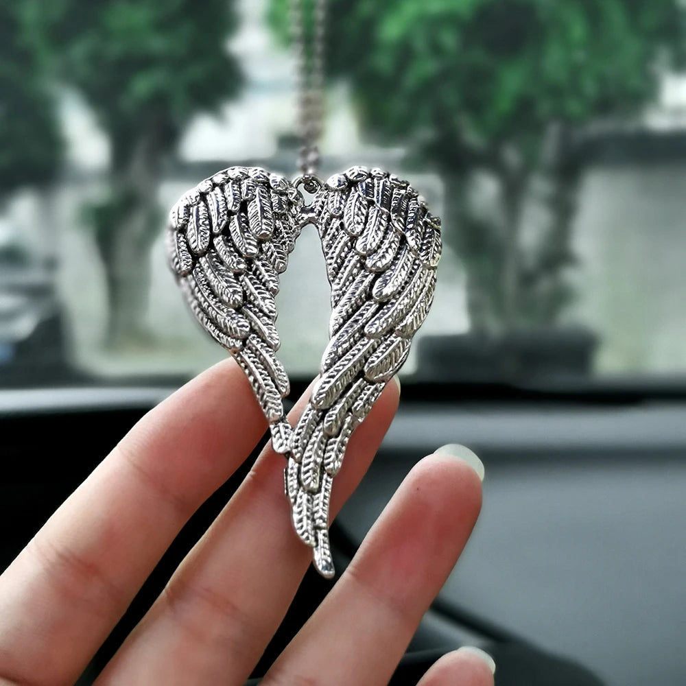 CowLost | decor-product_id-antique-silver-angel-wings-rearview-mirror-car-pendant-decoration |10