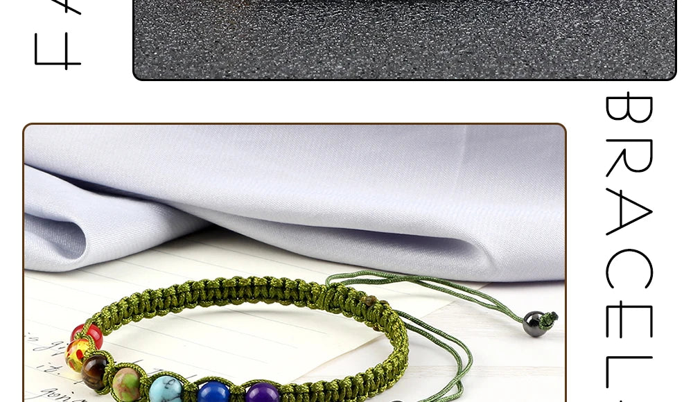 CowLost | badge-pass-holders-handmade-adjustable-7-chakra-natural-stone-beads-bracelet-6mm |14