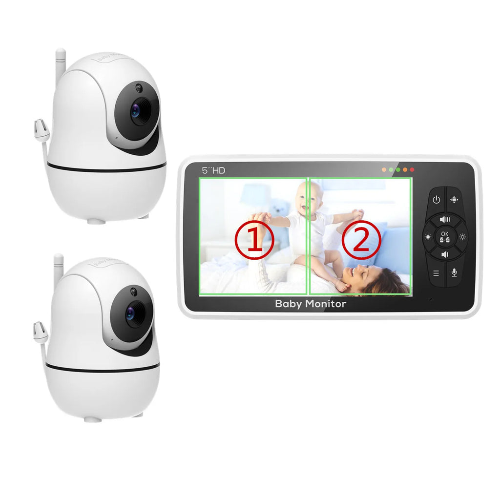 CowLost | baby-transport-accessories-babystar-5-inch-video-baby-monitor-with-two-cameras-audio-night-vision-and-4x-zoom |10