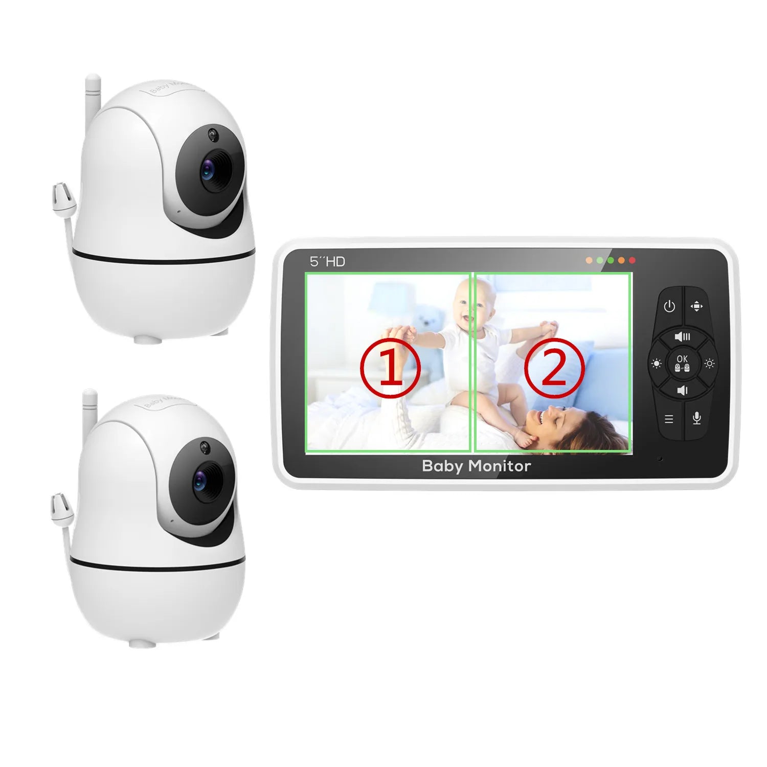 CowLost | baby-transport-accessories-babystar-5-inch-video-baby-monitor-with-two-cameras-audio-night-vision-and-4x-zoom |10
