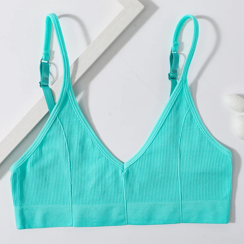 CowLost | product_id-seamless-ribbed-v-neck-wireless-tube-top-bralette-with-adjustable-straps-m-l |19