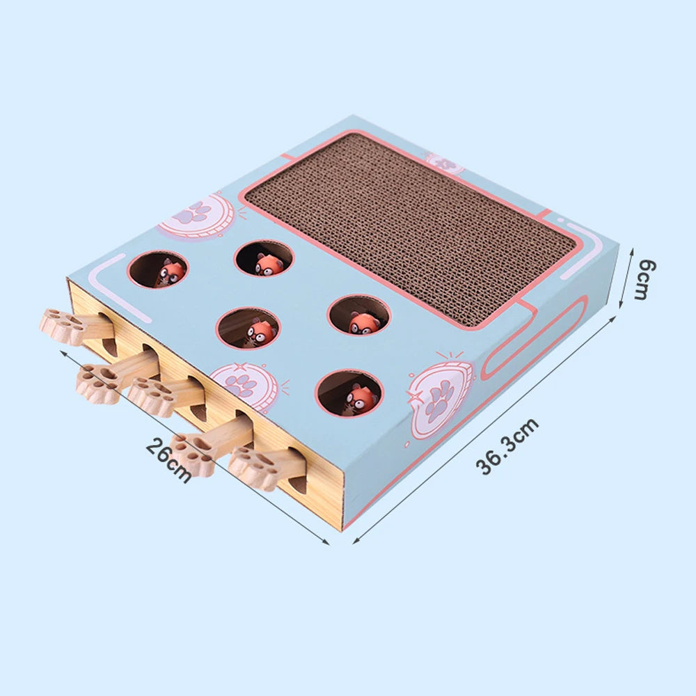CowLost | cat-hit-gophers-cat-toy-chase-hunt-mouse-cat-game-box-3-in-1-with-scratcher-maze-interactive-educational-funny-cat-stick |8
