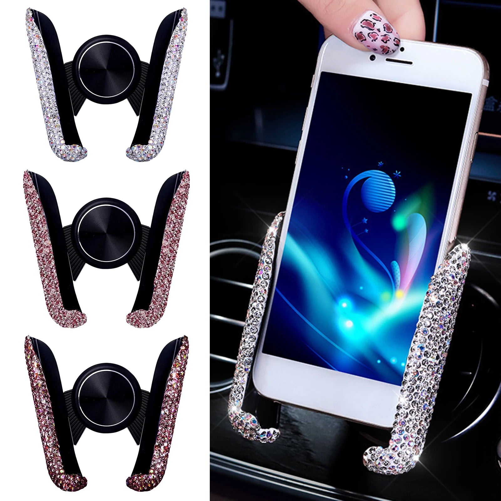 CowLost | product_id-diamond-crystal-car-air-vent-phone-holder-clip-stand-bracket-interior-accessory |1