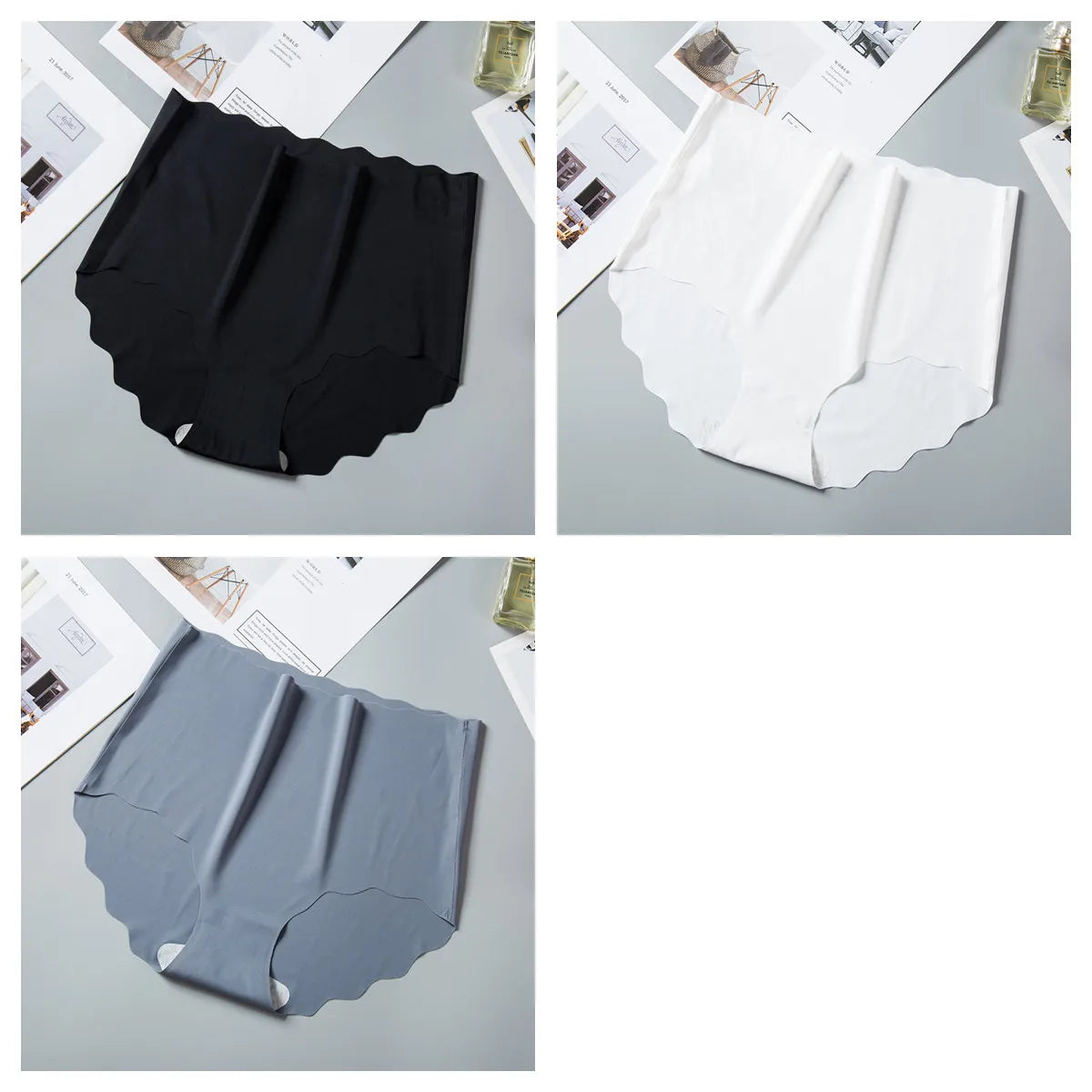 CowLost | product_id-3pcs-women-s-high-waist-seamless-ice-silk-hip-lift-briefs-m-xxl |39