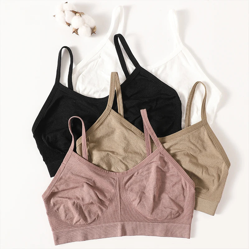 CowLost | womens-wireless-bra-sports-tube-top-ribbed-ruched-camisole-bralette-with-without-pads-underwear-sexy-lingerie-m-l-intimates |2
