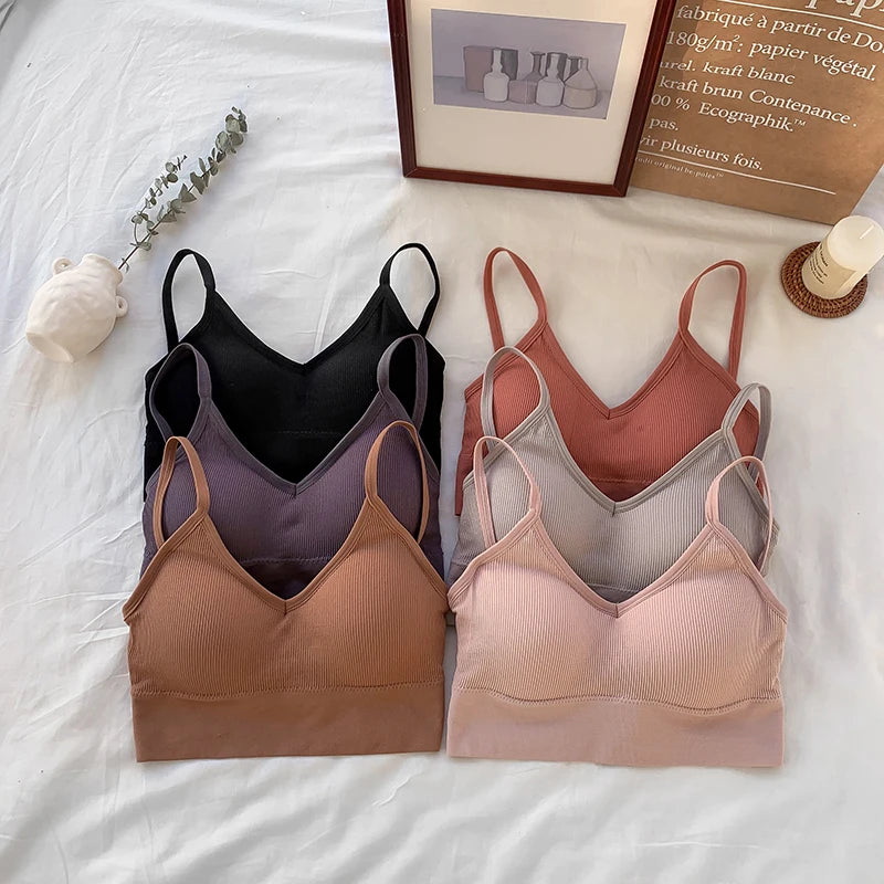 CowLost | women-tube-top-seamless-bra-crop-top-solid-color-sports-sexy-lingerie-active-bra-tops-underwear-with-removable-pads |6