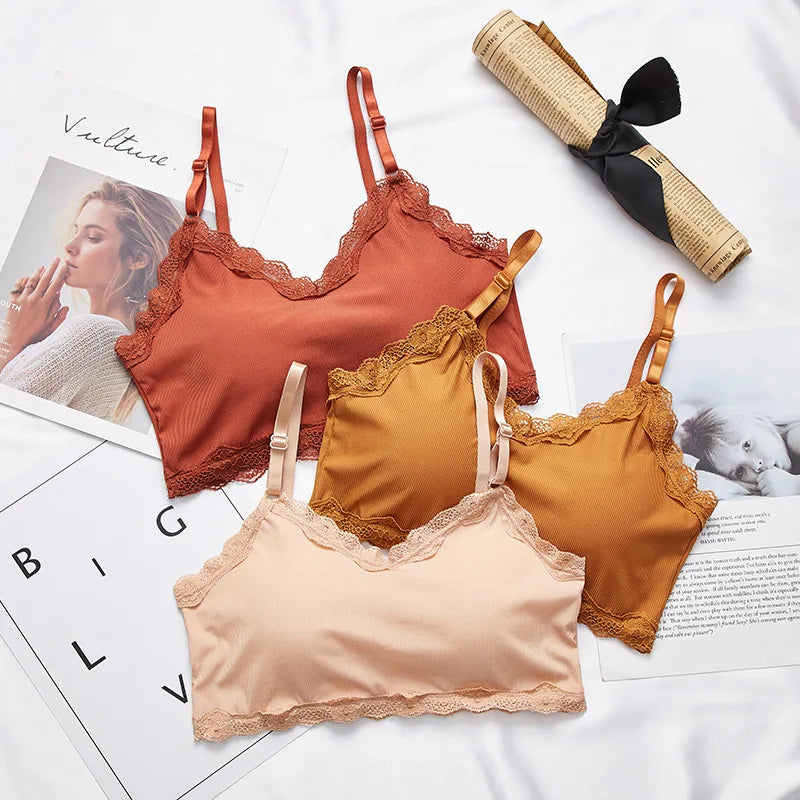 CowLost | product_id-seamless-wireless-lace-trim-tube-top-bralette-crop-top-for-women |8