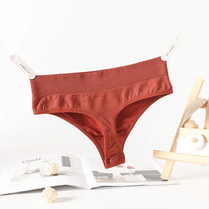 CowLost | 2pcs-set-seamless-panties-sexy-women-underwear-g-string-thong-high-waist-solid-color-lingerie-sexy-female-underpants-intimates |20