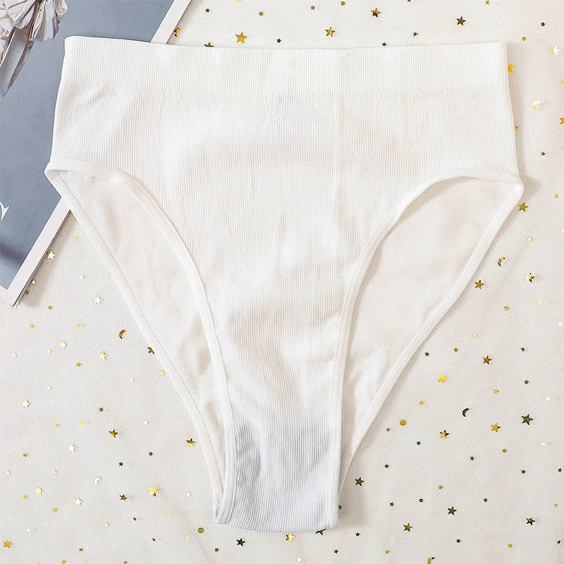 CowLost | 3pcs-set-seamless-panties-women-high-waist-briefs-high-cut-sports-bottom-underwear-female-stretch-rib-underpants-sexy-lingerie |20