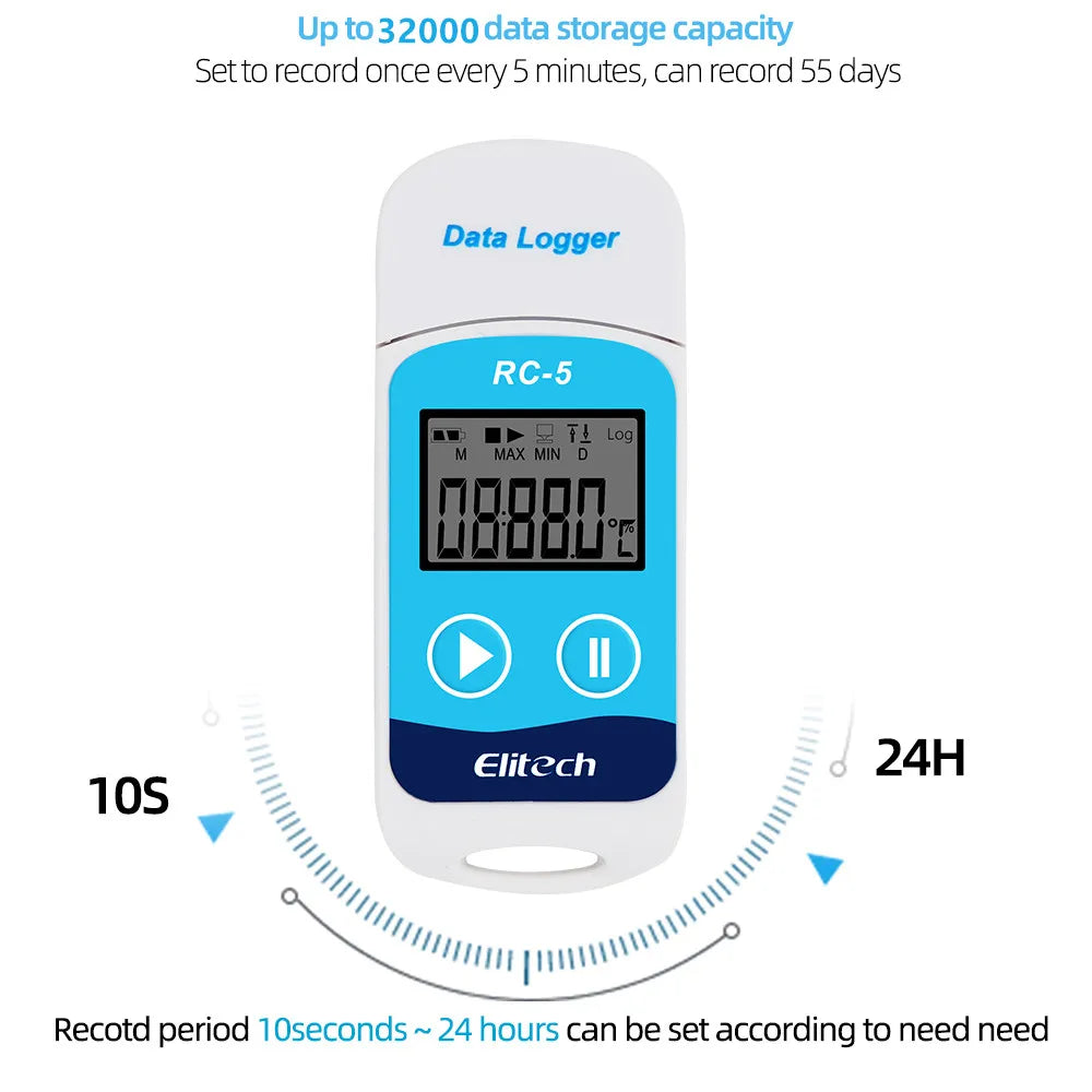 RC-5 USB Temperature Data Logger 32000 Readings High-Precision Recorder