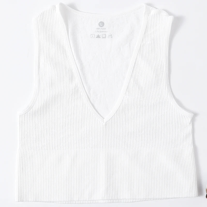 CowLost | product_id-women-seamless-v-neck-solid-crop-top-sports-bra-tank-m-xl |16