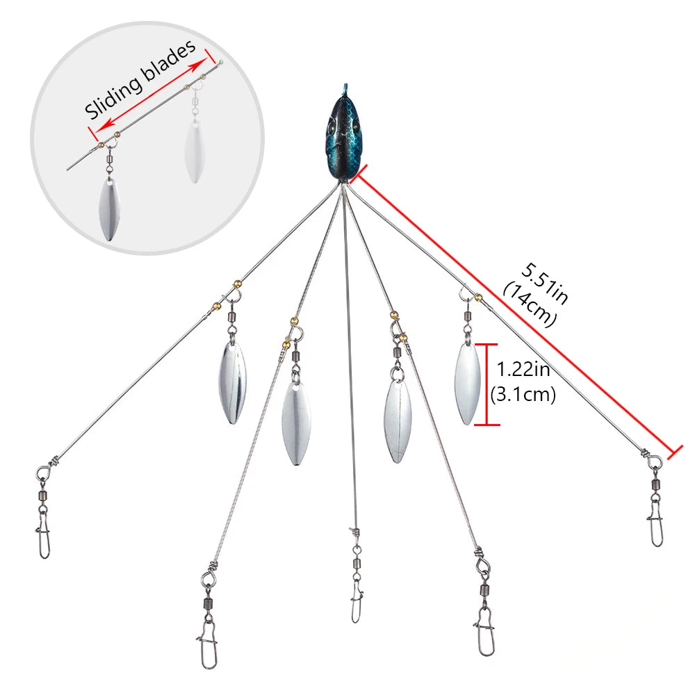 CowLost | sporting-goods-bassdash-5-arm-umbrella-fishing-lure-rig-alabama-rig-head-18g |2