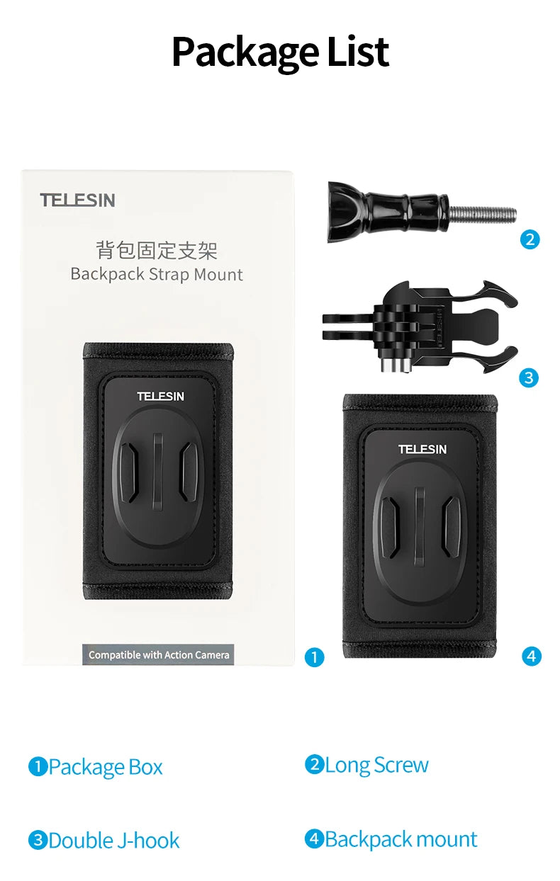 CowLost | telesin-360-rotation-backpack-strap-mount-for-gopro-hero-13-12-11-10-9-8-7-6-5-insta360-sjcam-eken-dji-osmo-action-accessories |18