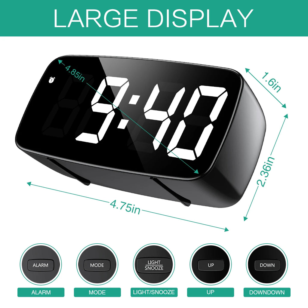 ORIA Digital LED Alarm Clock Voice Control Snooze Temperature Display Night Mode