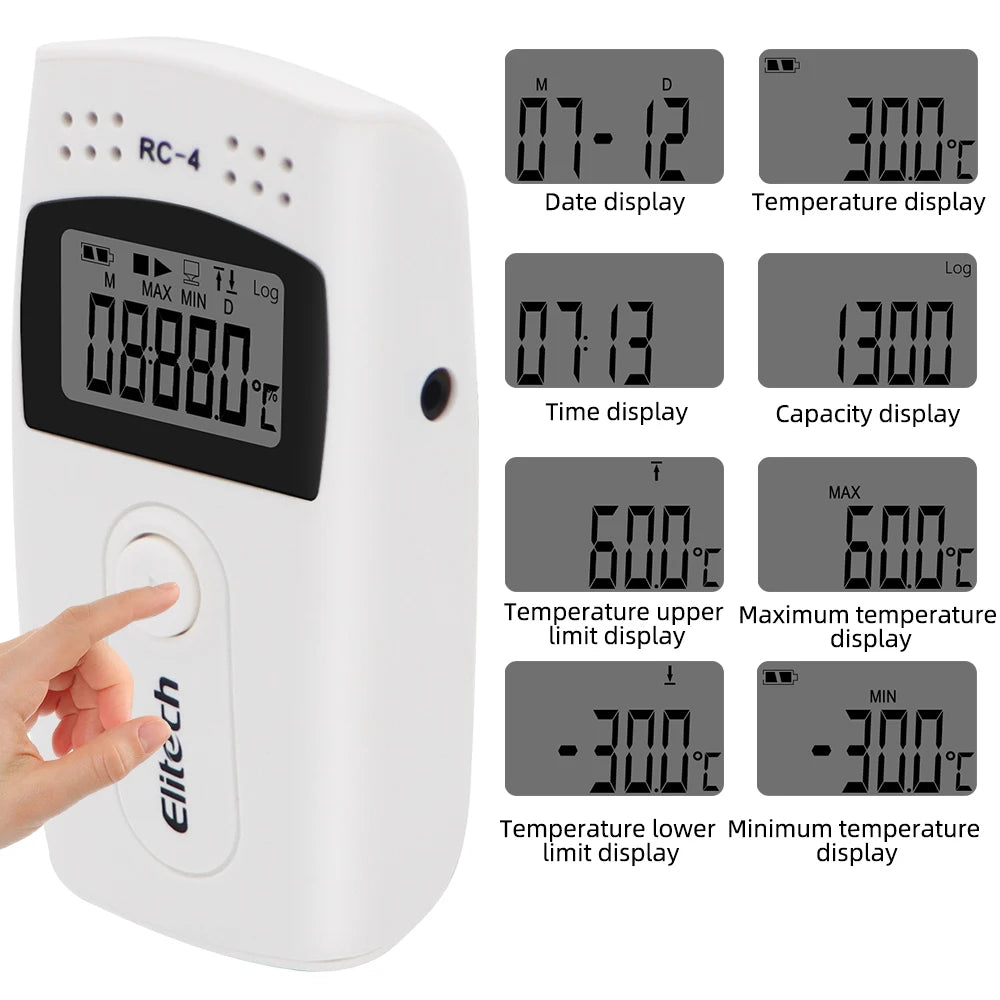 5pcs RC-4 USB Temperature Data Logger Recorder 16000 Points Built-in NTC Sensor External Sensor Support