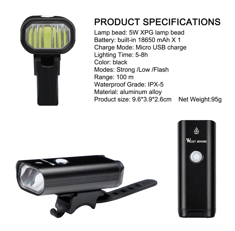 CowLost | west-biking-front-bicycle-light-usb-rechargeable-led-bike-light-waterproof-cycling-headlight-climbing-safety-flashlight-lamps |39